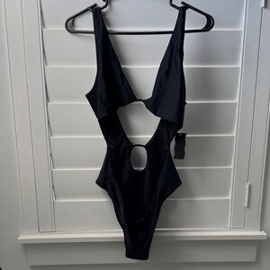 Nasty Gal Black Cut-Out One Piece Swimsuit NWT sz XL sexy scandalous!!!